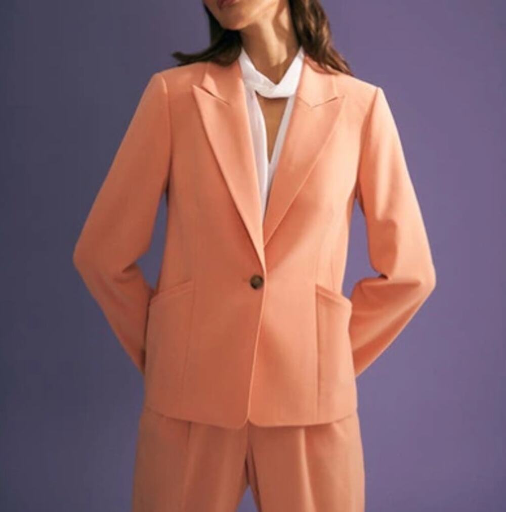 New HALOGEN Women's Canyon Sunset Darted One-Button Blazer Size XS